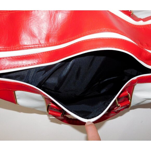 Vintage Ben Hogan Golf Tour Duffle Travel Gym Bag Red White Blue Vinyl - Picture 11 of 13